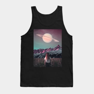 Saturn Moon - Space Aesthetic, Retro Futurism, Sci Fi Tank Top